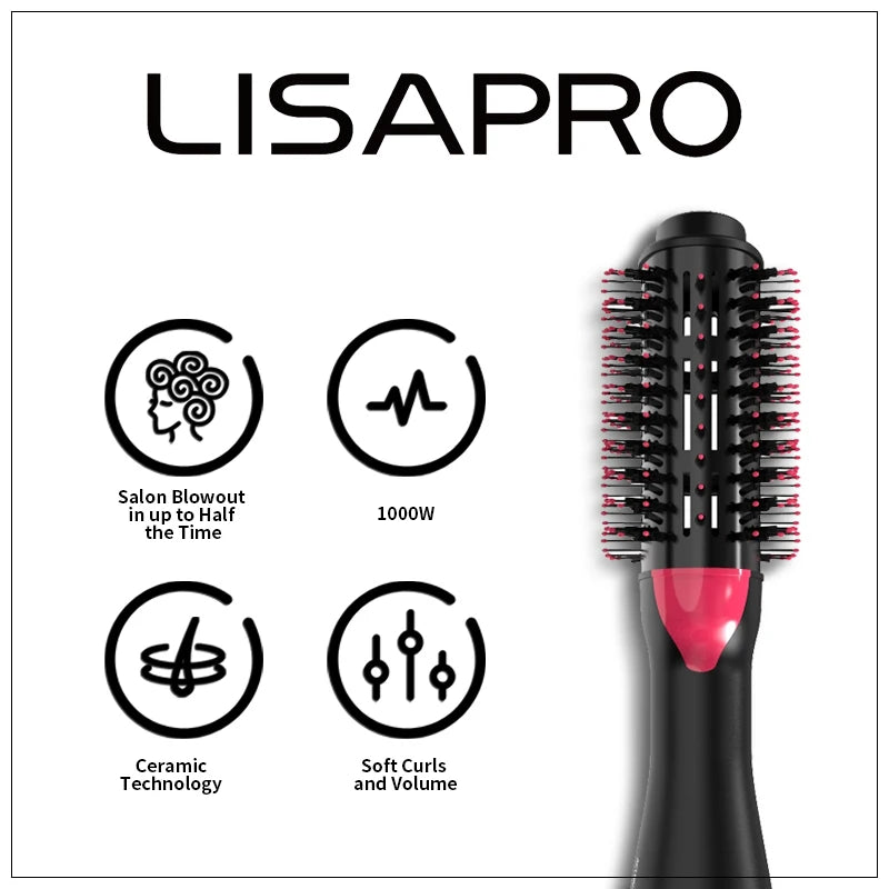 Escova Secadora 3 em 1 LisasPro 💨 1000W | Seca, Modela e Dá Volume | Efeito Profissional em Casa