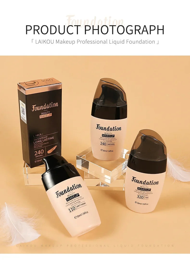 Base LAIKOU 30ml – Acabamento Profissional, Hidrata e Ilumina, Make de Longa Duração